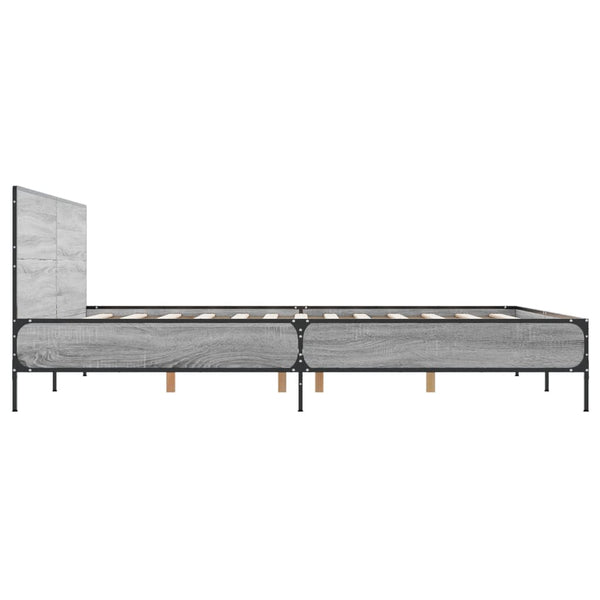 Graues Bettgestell Edidia 120x200cm (Holz und Metall)
