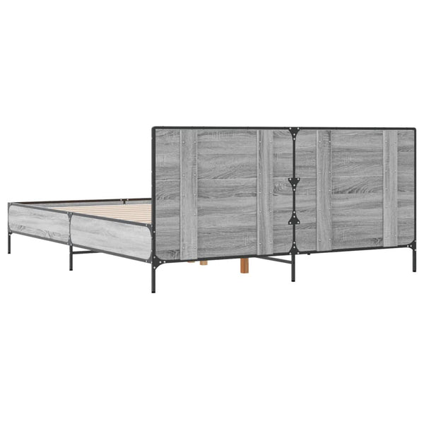 Graues Bettgestell Edidia 120x200cm (Holz und Metall)