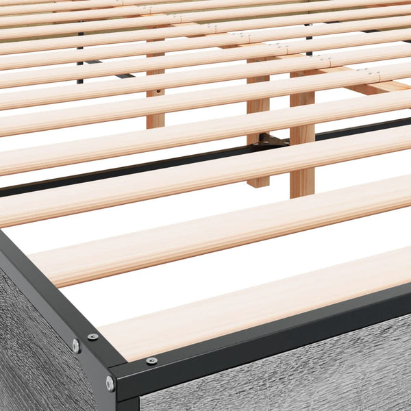 Graues Bettgestell Edidia 120x200cm (Holz und Metall)