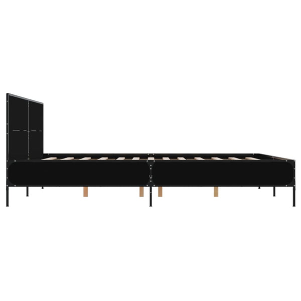 Schwarzes Bettgestell Edidia 140x200cm (Holz und Metall)