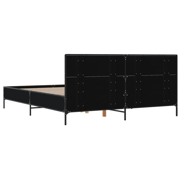 Schwarzes Bettgestell Edidia 140x200cm (Holz und Metall)