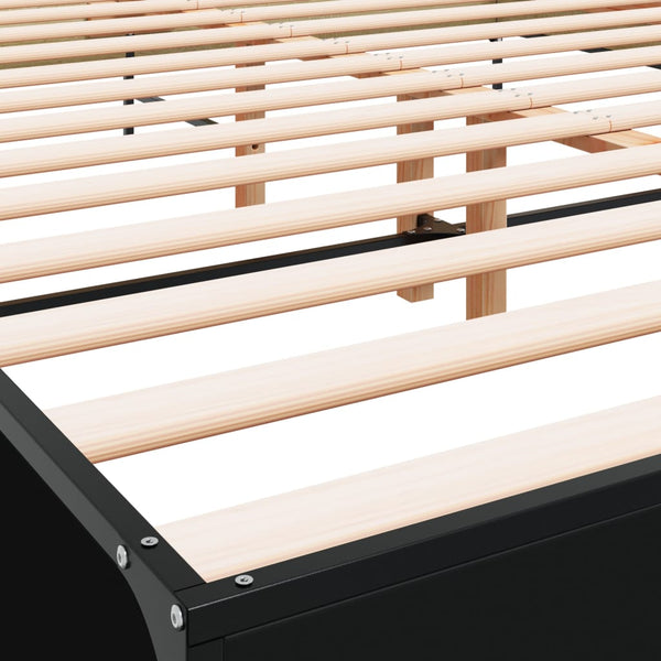 Schwarzes Bettgestell Edidia 140x200cm (Holz und Metall)