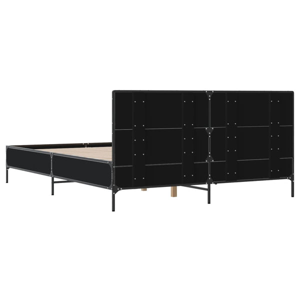 Schwarzes Bettgestell Edidia 150x200cm (Holz und Metall)