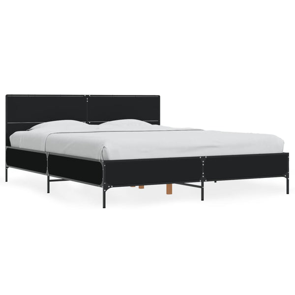 Schwarzer Bettrahmen Edidia 160x200cm (Holz und Metall)