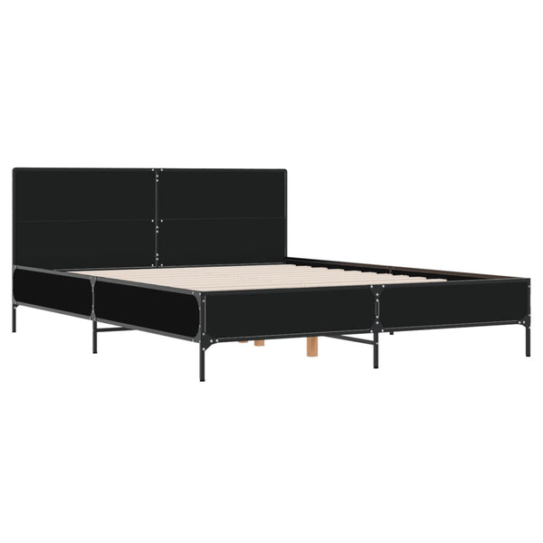 Schwarzer Bettrahmen Edidia 160x200cm (Holz und Metall)
