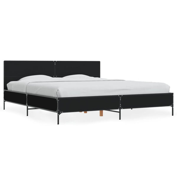 Schwarzes Bettgestell Edidia 180x200cm (Holz und Metall)