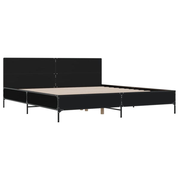 Schwarzes Bettgestell Edidia 180x200cm (Holz und Metall)