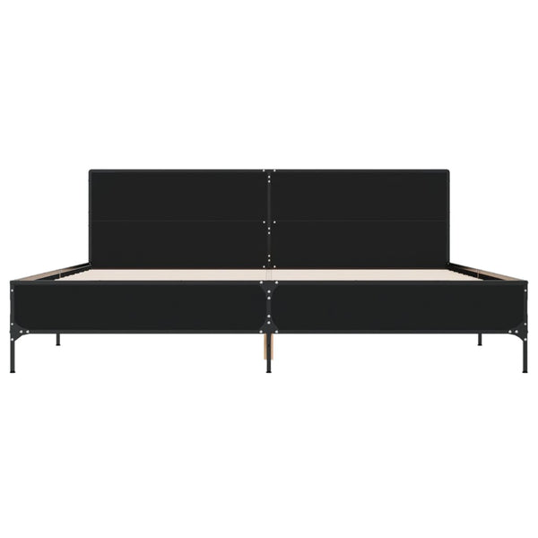 Schwarzes Bettgestell Edidia 180x200cm (Holz und Metall)