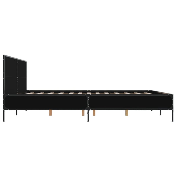 Schwarzes Bettgestell Edidia 180x200cm (Holz und Metall)
