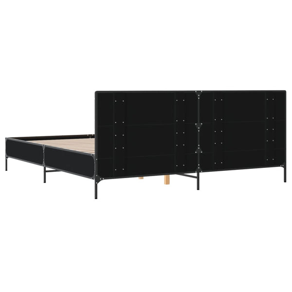 Schwarzes Bettgestell Edidia 180x200cm (Holz und Metall)