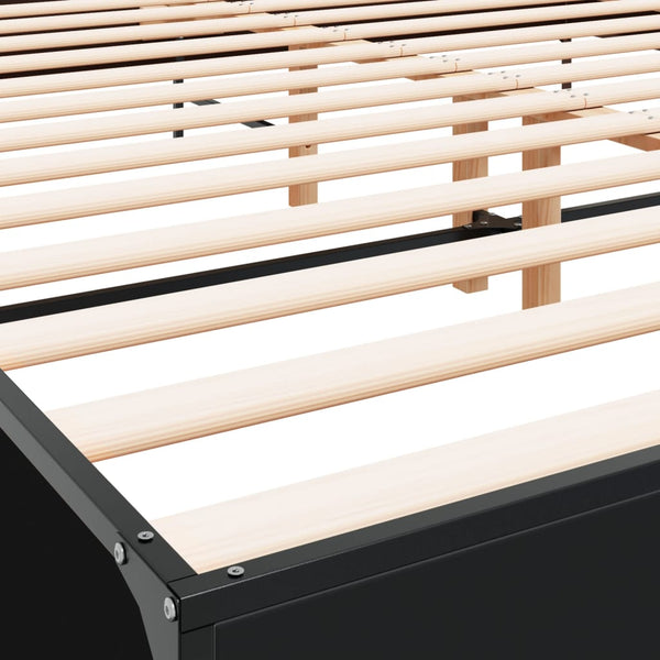 Schwarzes Bettgestell Edidia 180x200cm (Holz und Metall)