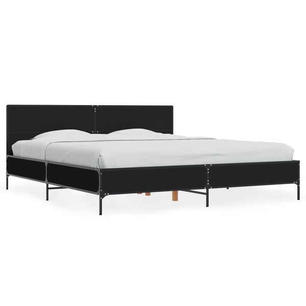 Schwarzes Bettgestell Edidia 200x200cm (Holz und Metall)
