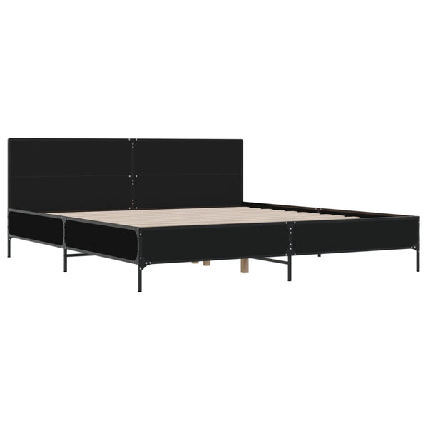 Schwarzes Bettgestell Edidia 200x200cm (Holz und Metall)