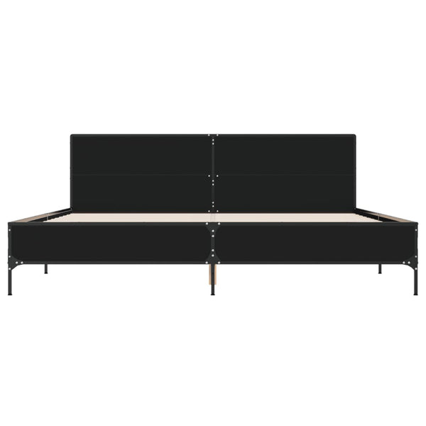 Schwarzes Bettgestell Edidia 200x200cm (Holz und Metall)