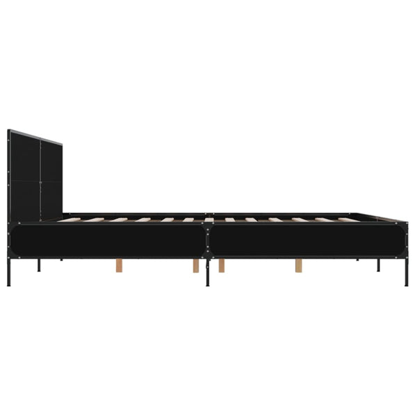 Schwarzes Bettgestell Edidia 200x200cm (Holz und Metall)