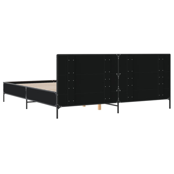 Schwarzes Bettgestell Edidia 200x200cm (Holz und Metall)