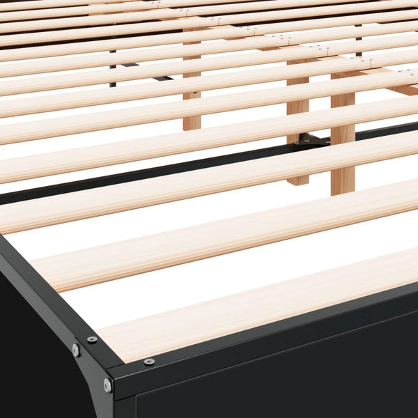 Schwarzes Bettgestell Edidia 200x200cm (Holz und Metall)