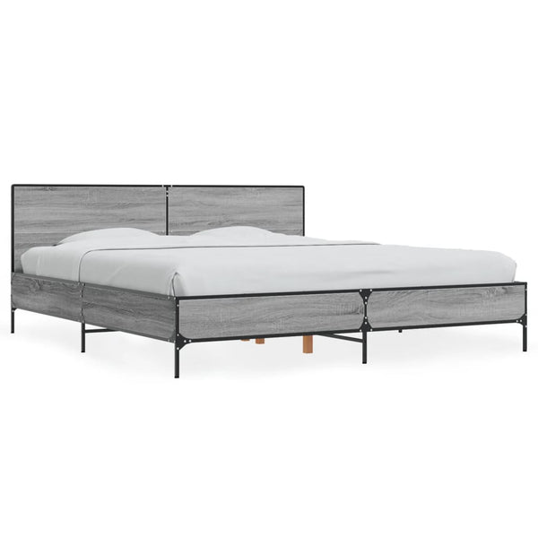 Graues Bettgestell Edidia 200x200cm (Holz und Metall)