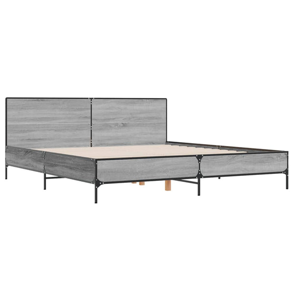 Graues Bettgestell Edidia 200x200cm (Holz und Metall)