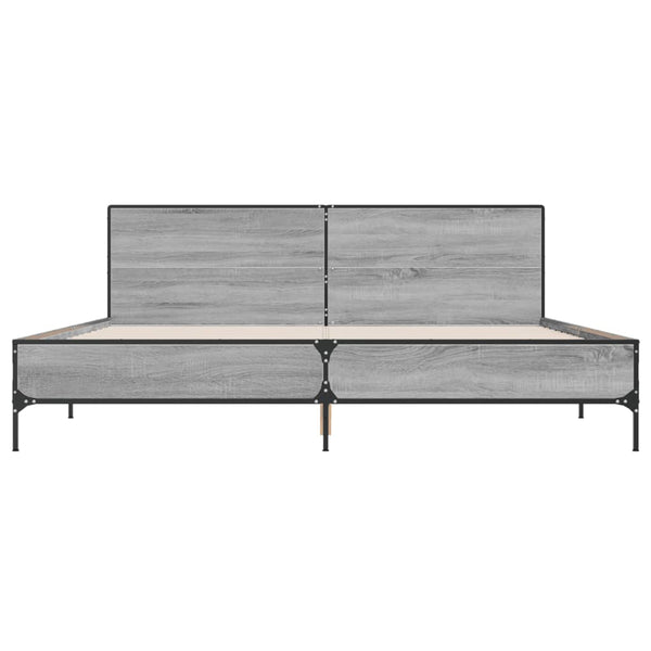 Graues Bettgestell Edidia 200x200cm (Holz und Metall)