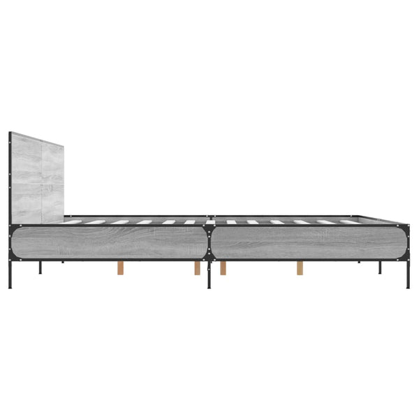 Graues Bettgestell Edidia 200x200cm (Holz und Metall)