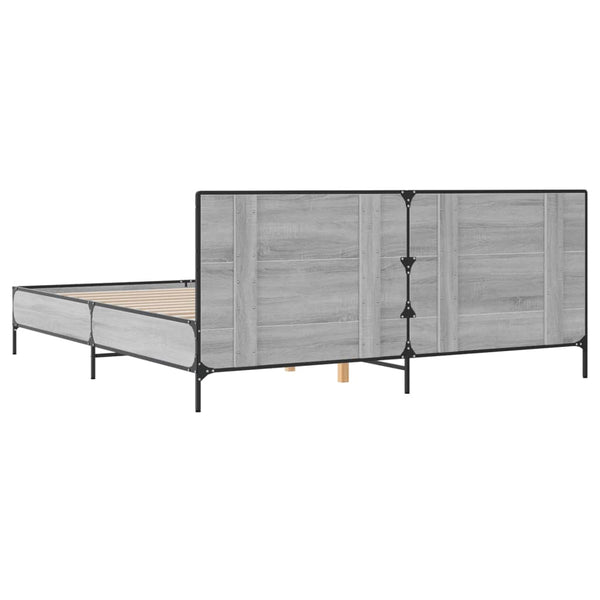 Graues Bettgestell Edidia 200x200cm (Holz und Metall)
