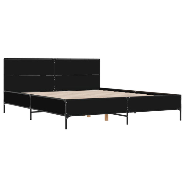 Schwarzes Bettgestell Edidia 120x190cm (Holz und Metall)