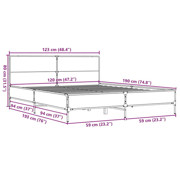 Schwarzes Bettgestell Edidia 120x190cm (Holz und Metall)