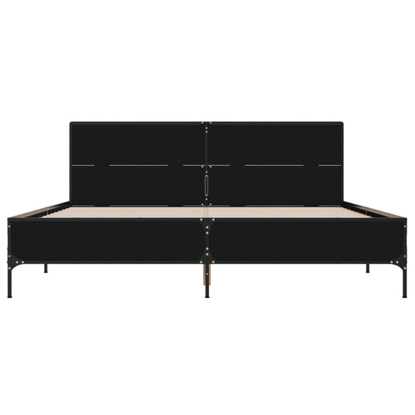 Schwarzes Bettgestell Edidia 135x190cm (Holz und Metall)