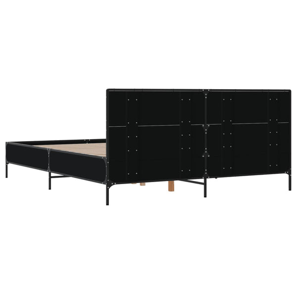 Schwarzes Bettgestell Edidia 135x190cm (Holz und Metall)
