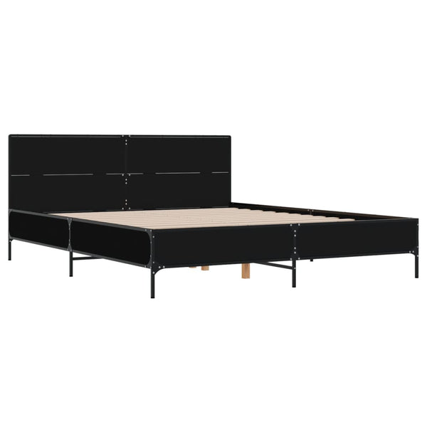 Schwarzes Bettgestell Edidia 140x190cm (Holz und Metall)