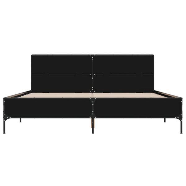 Schwarzes Bettgestell Edidia 140x190cm (Holz und Metall)