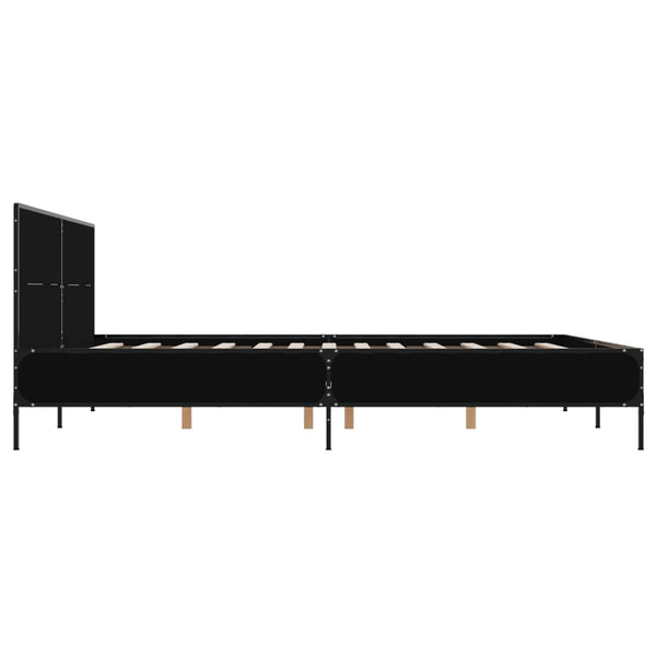 Schwarzes Bettgestell Edidia 140x190cm (Holz und Metall)