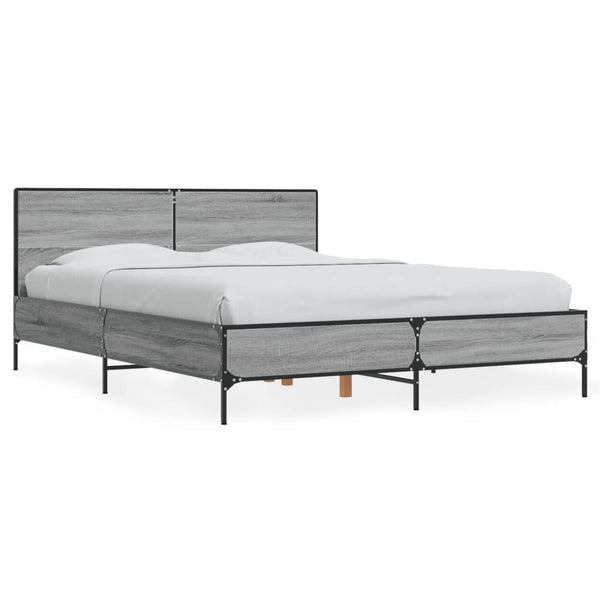 Graues Bettgestell Edidia 140x190cm (Holz und Metall)