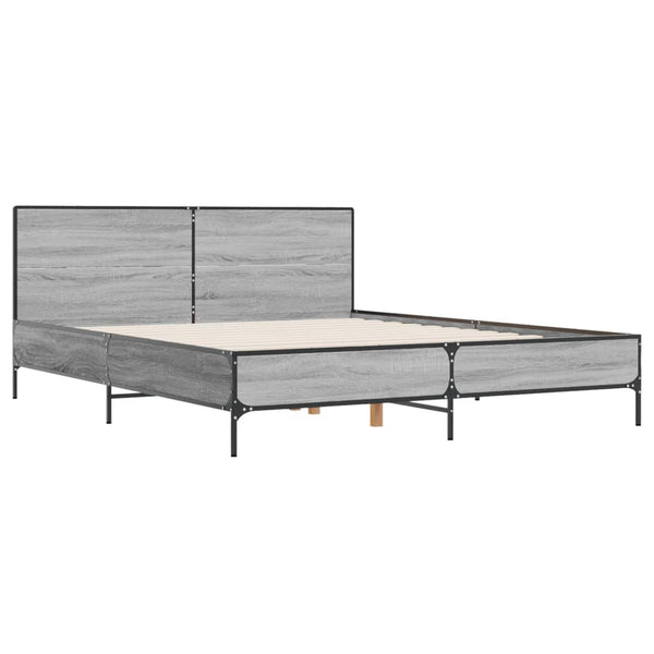 Graues Bettgestell Edidia 140x190cm (Holz und Metall)