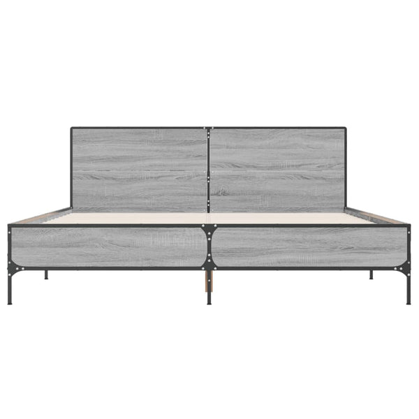 Graues Bettgestell Edidia 140x190cm (Holz und Metall)