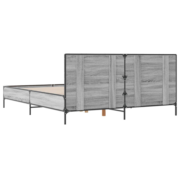 Graues Bettgestell Edidia 140x190cm (Holz und Metall)