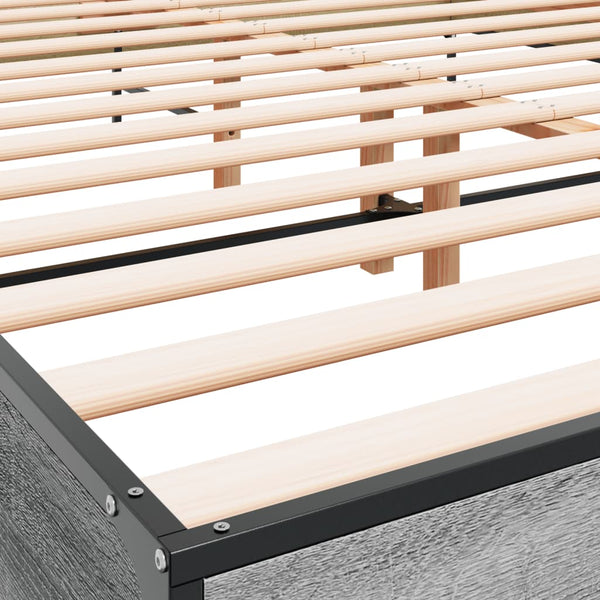 Graues Bettgestell Edidia 140x190cm (Holz und Metall)