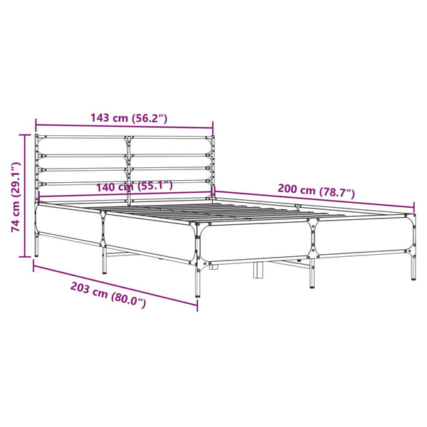 Graues Bettgestell Evghenie 140x200cm (Holz und Metall)