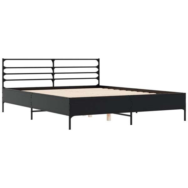 Schwarzes Bettgestell Evghenie 150x200cm (Holz und Metall)