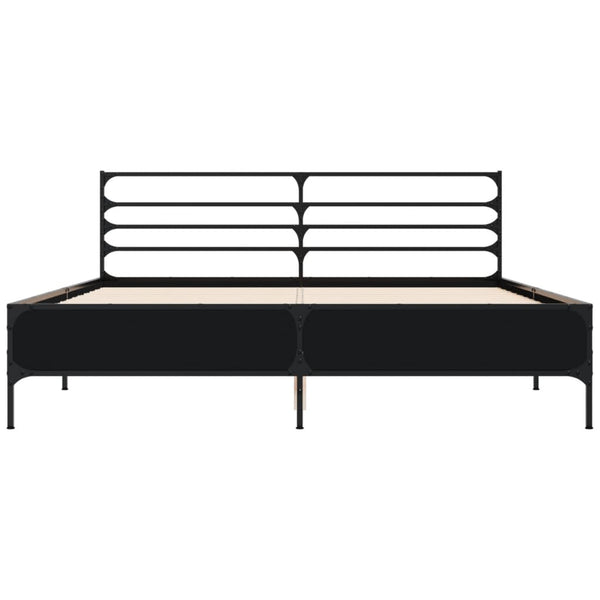 Schwarzes Bettgestell Evghenie 150x200cm (Holz und Metall)