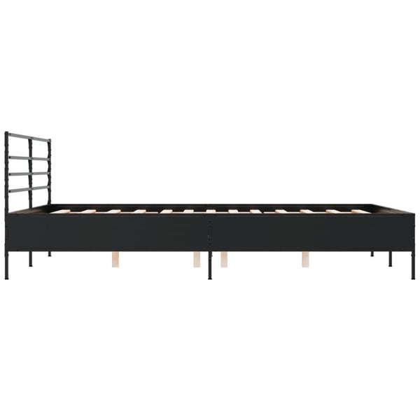 Schwarzes Bettgestell Evghenie 150x200cm (Holz und Metall)