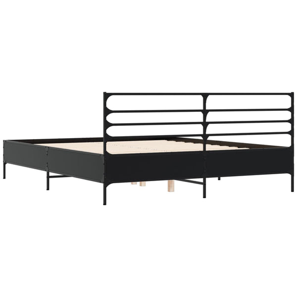 Schwarzes Bettgestell Evghenie 150x200cm (Holz und Metall)