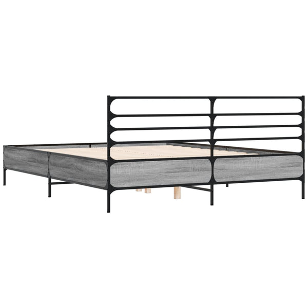 Graues Bettgestell Evghenie 150x200cm (Holz und Metall)