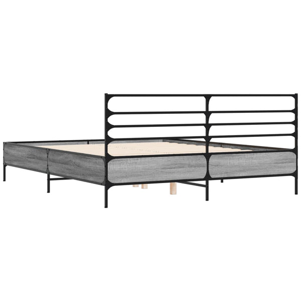 Graues Bettgestell Evghenie 160x200cm (Holz und Metall)