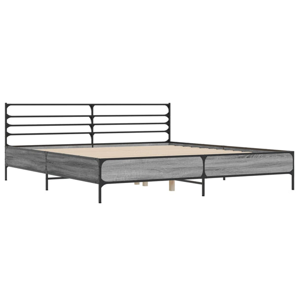 Bettgestell Evghenie Grau 180x200cm (Holz und Metall)