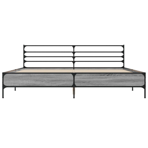 Bettgestell Evghenie Grau 180x200cm (Holz und Metall)