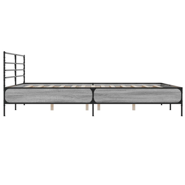 Bettgestell Evghenie Grau 180x200cm (Holz und Metall)