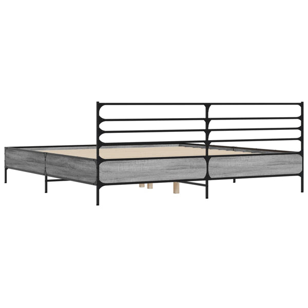 Bettgestell Evghenie Grau 180x200cm (Holz und Metall)