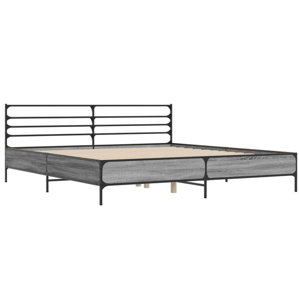 Graues Bettgestell Evghenie 200x200cm (Holz und Metall)